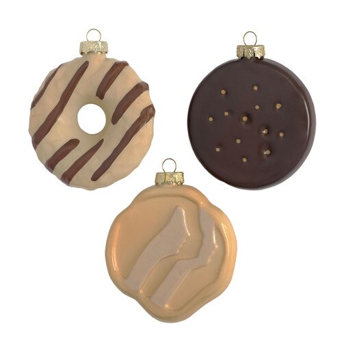Glass Cookie Ornaments - Set of 3