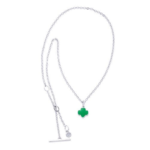 Girl Scout Charming Jewelry Collection Trefoil Charm Silvertone Necklace