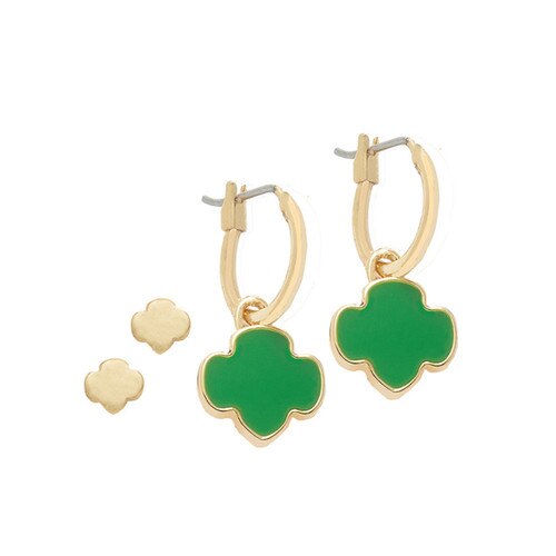 Girl Scout Charming Jewelry Collection Hoop and Stud Earrings Set — Goldtone