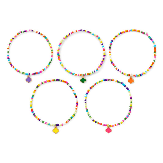 Trefoil Beaded Bracelets - 5 Pack Set