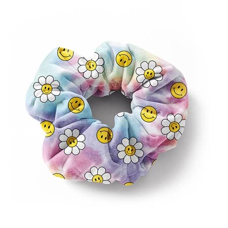Daisy Smiley Tie Dye Scrunchie