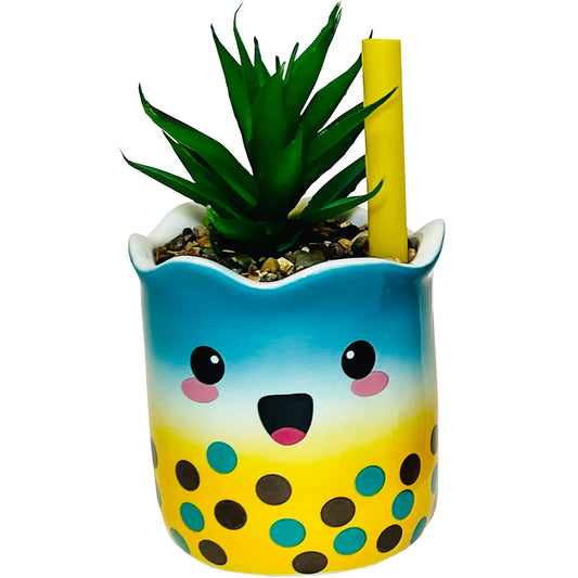 My Best Tea Faux Succulent Planter - Blue