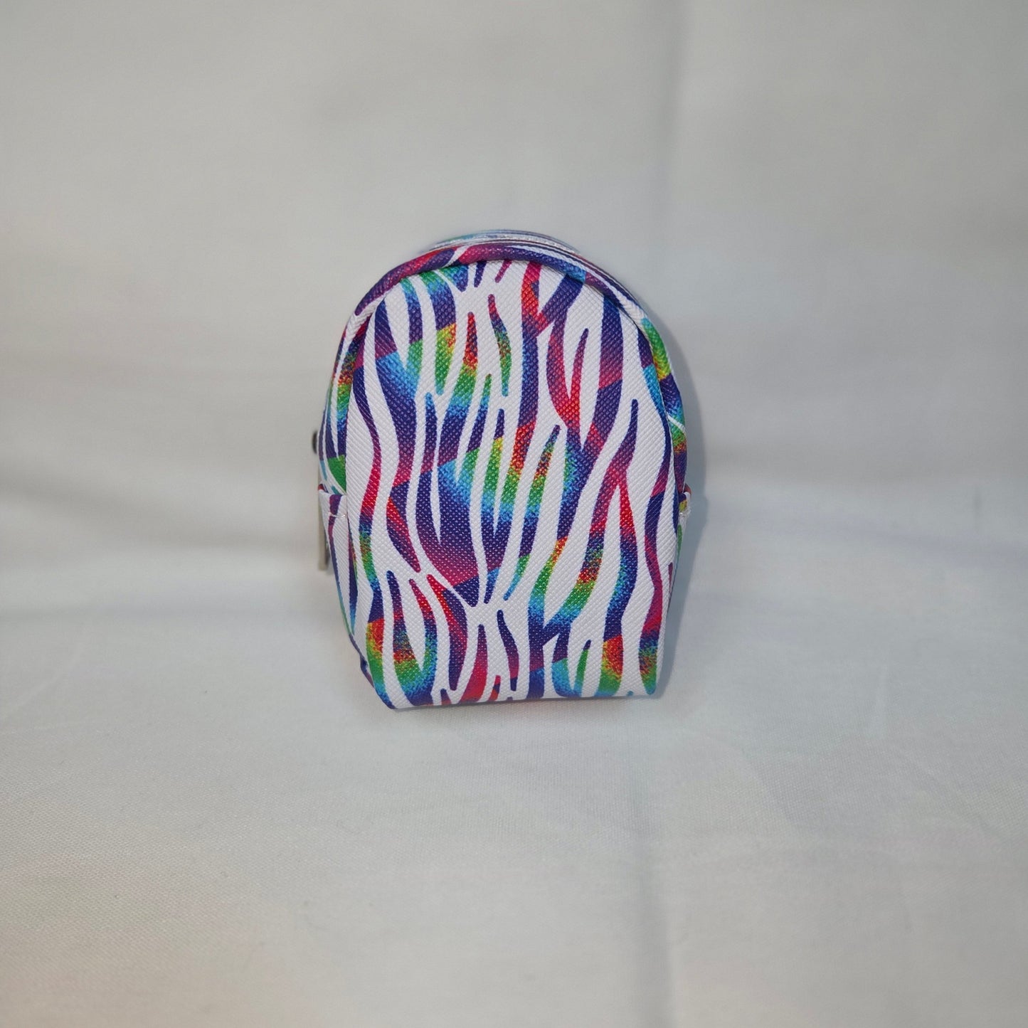 Mini Backpack Keychain - Colorful Zebra Stripes