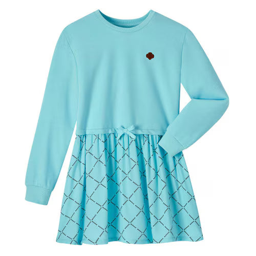 Brownie Long Sleeve Mixed Media Dress - Girls