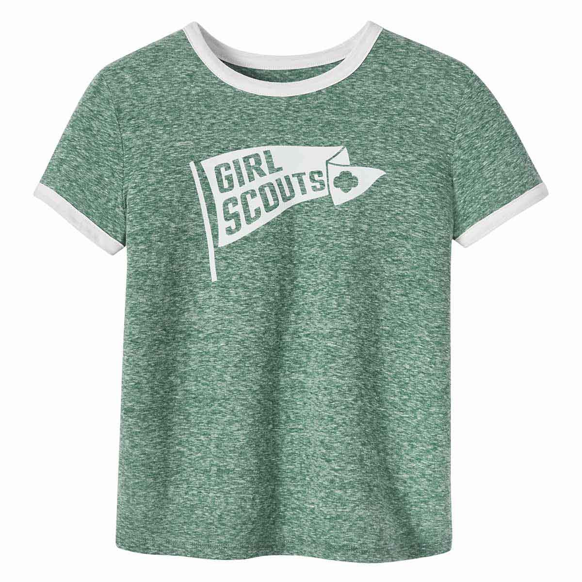 Vintage Pennant Green T-Shirt - Girls