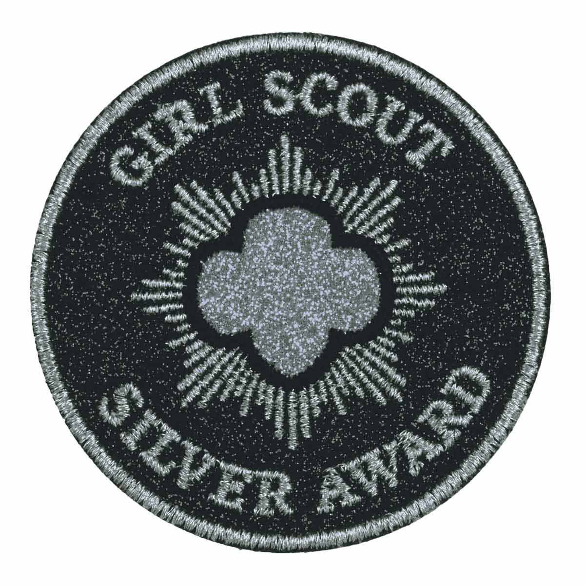 Girl Scouts Silver Award Glitter Iron-On Super fun Patch