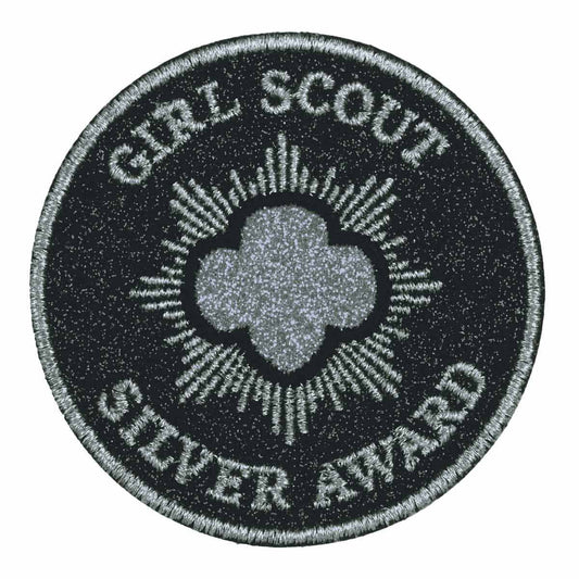 Girl Scouts Silver Award Glitter Iron-On Super fun Patch
