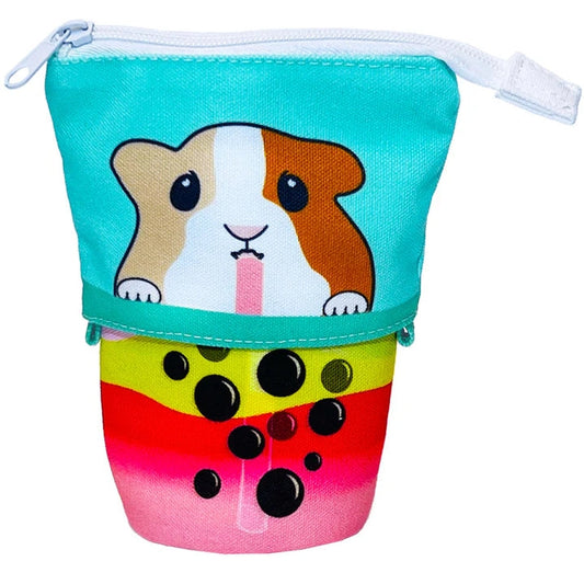 Sippin' Boba Guinea Pig Collapsible Pencil Case w/ 6 Gel Pens