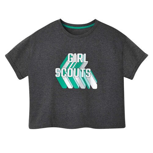 Cropped Metallic Graphic T-Shirt - Womens