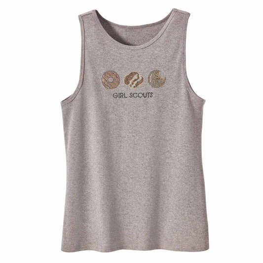 Rhinestone Cookie Tank Top Gray - Womens