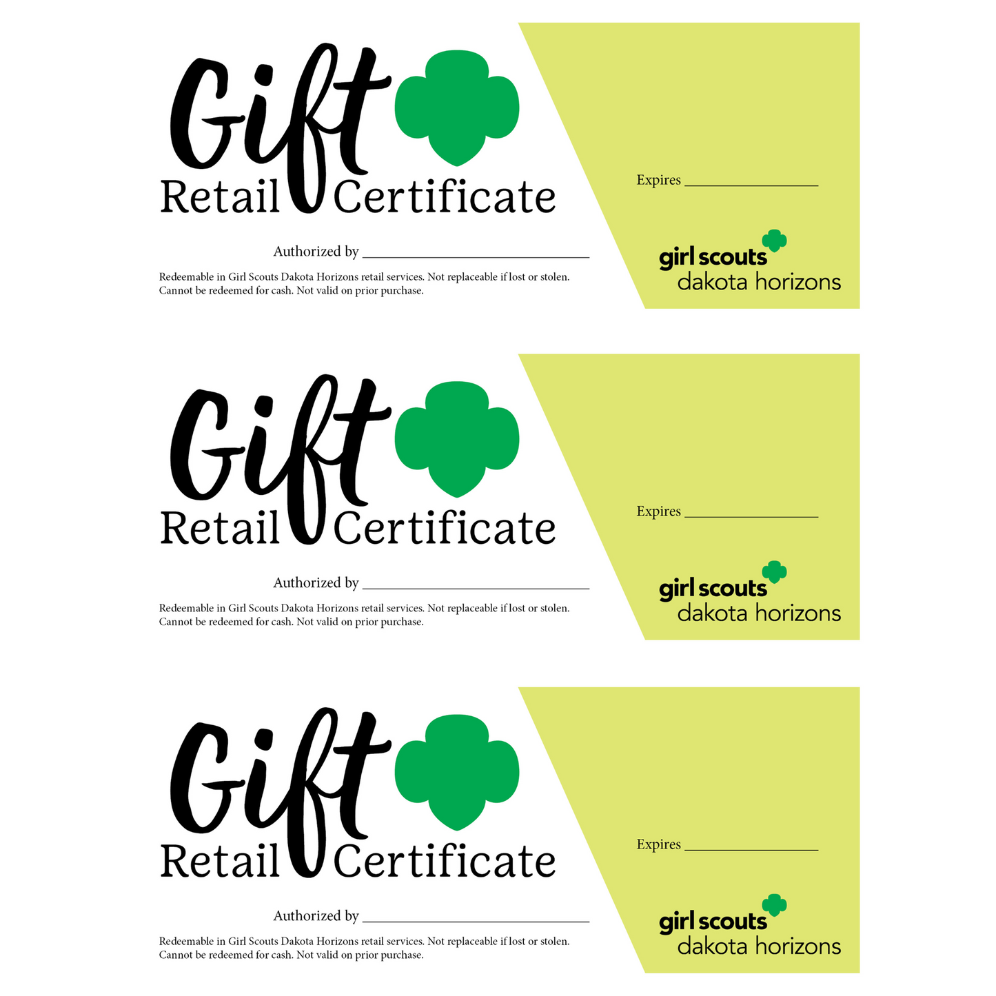 GSDH Retail Gift Certificates