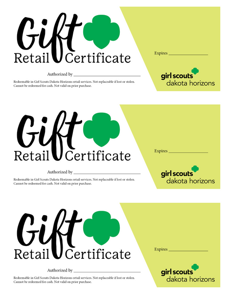 GSDH Retail Gift Certificates