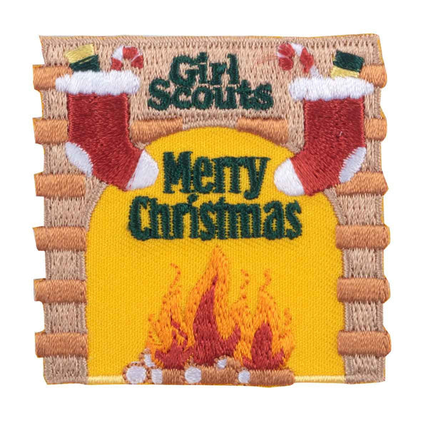 Merry Christmas Fireplace Iron-On Patch