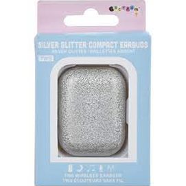 Silver Glitter Compact Earbuds