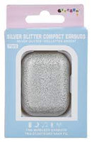 Silver Glitter Compact Earbuds