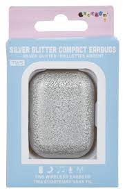 Silver Glitter Compact Earbuds