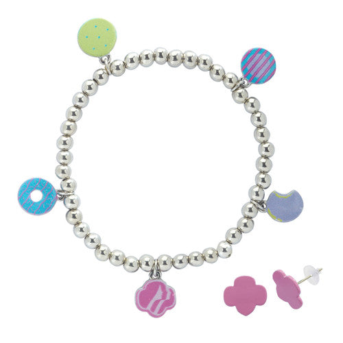 Bright Cookie Stretch Charm Bracelet & Earrings Set