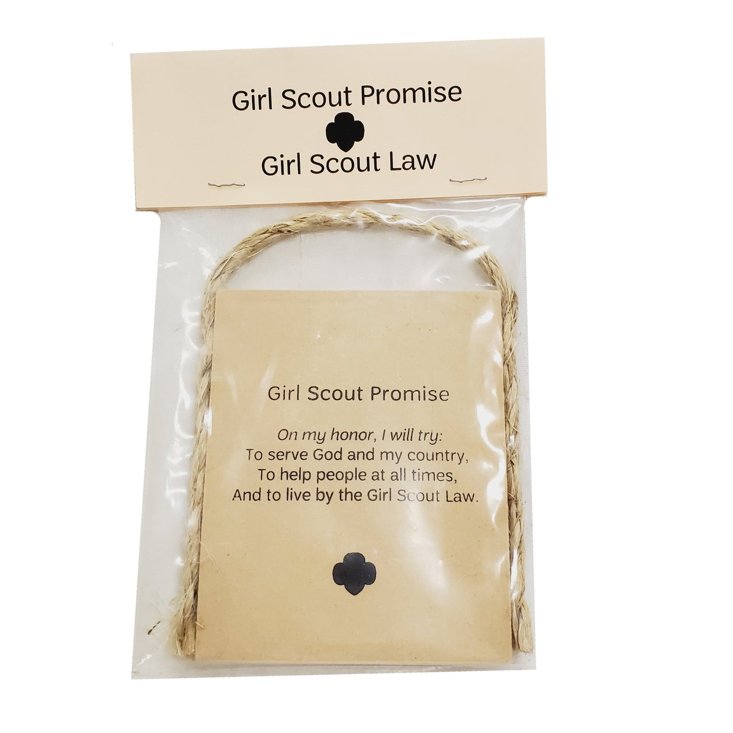 Girl Scout Promise and Law Wood Rope Sign